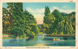 USA Greetings from West Union Iowa Vintage Linen Postcard 07.30