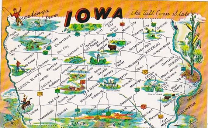 Freetings From Iowa With Map