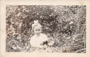 F79/ Interesting Real Photo RPPC Postcard c1910 Beautiful Girl Bow 2