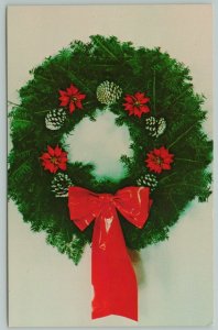 Bound Brook New Jersey~Christmas Wreath~1981s Postcard