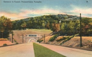 Vintage Postcard 1949 Entrance To Tunnel Pennsylvania Turnpike Howard Johnson
