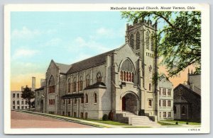 Mount Vernon Ohio~Methodist Episcopal Church~1940s Linen Postcard