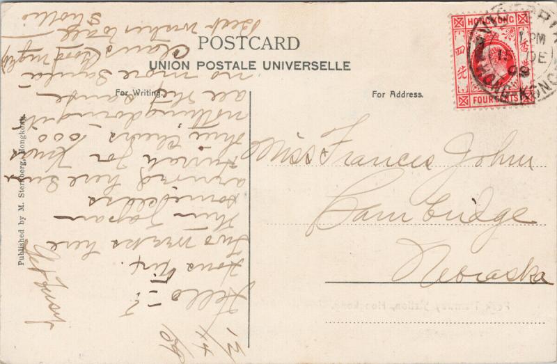 Peak Tramway Station Hong Kong China with Stamp c1909 Sternberg Postcard E52