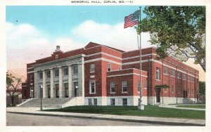 Joplin Missouri, Memorial Hall Historic Building Street View, Vintage Postcard