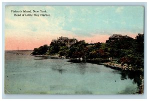 1912 Head Of Little Hay Harbor Fisher's Island, New York NY Antique Postcard 