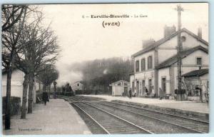 EURVILLE-BIENVILLE, FRANCE  Le Gare RAILROAD DEPOT Train Station 1918  Postcard