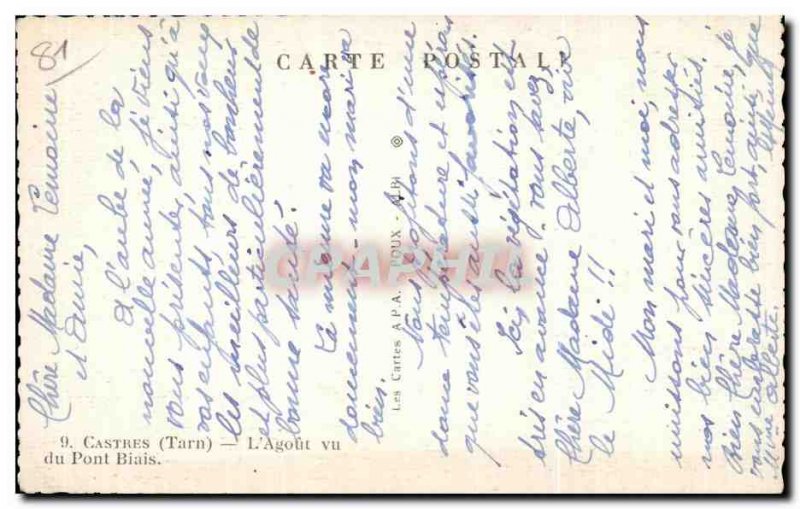 Old Postcard Castres saw the Agout Bridge Bias