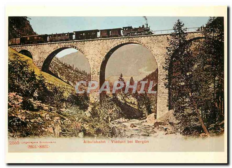 Postcard Modern Die in den Albulabahn kehrschlauten oberhalb Bergun in den er...