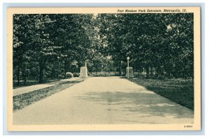 View Of Fort Massac Park Entrance Metropolis Illinois IL Vintage Postcard 