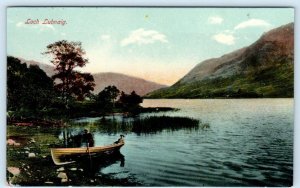 STIRLING, Scotland ~ Beautiful LOCH LUBNAIG Scene Boat  c1910s Postcard