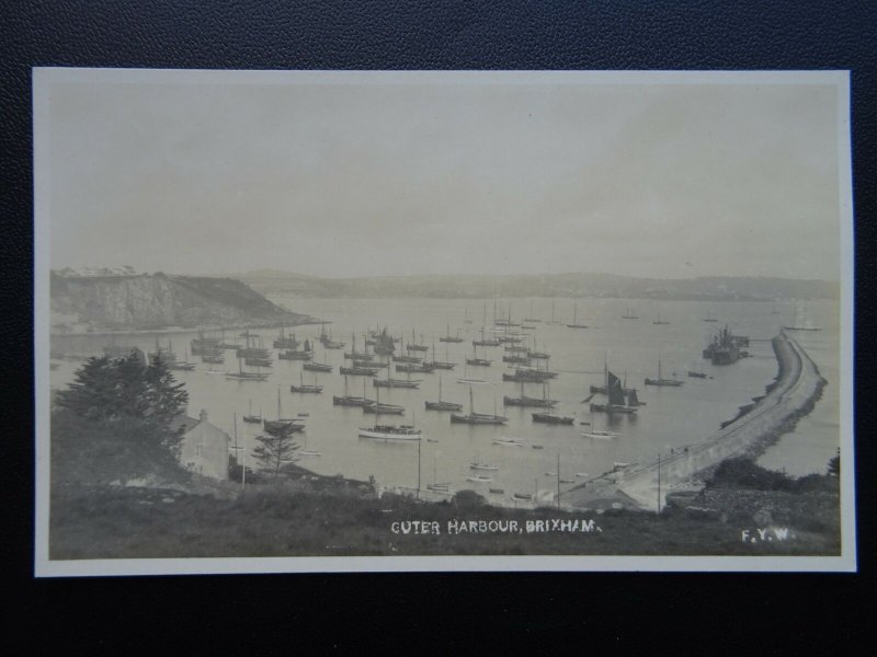 Devon BRIXHAM Cuter Harbour - Old RP Postcard by F.Y.W.
