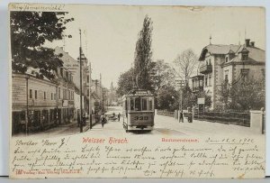 Germany Weisser Hirsch Bautznerstrasse, Buhlau Trolley 1901 Berlin Postcard K18