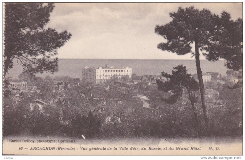 ARCACHON, Gironde, France, 1900-1910´s; Vue Generale De La  Ville D'Ete, Du ...