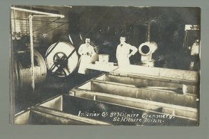 St. Hilaire MINNESOTA RPPC c1910 INTERIOR CREAMERY Butter Maker CHRISTMAS CARD