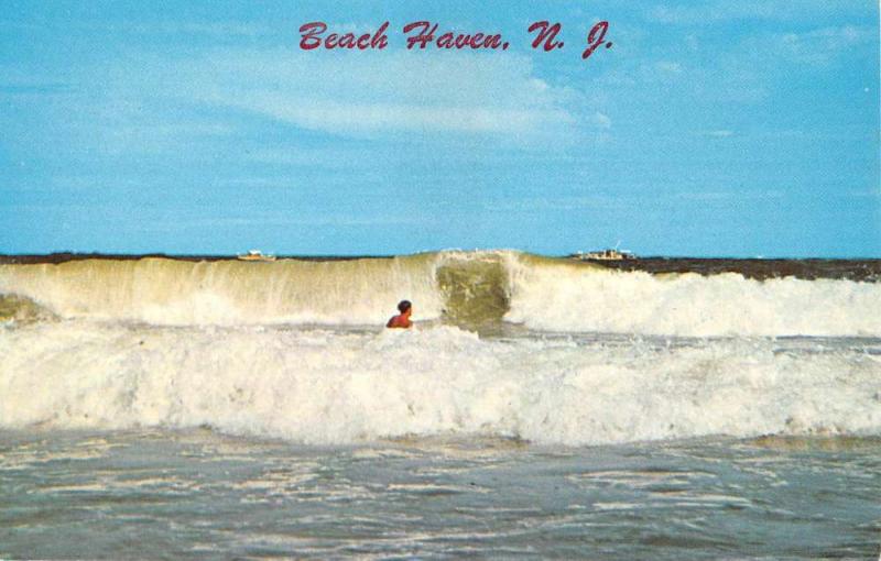 Beach Haven New Jersey Wave Scene Vintage Postcard K106554