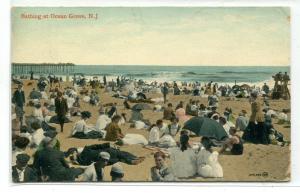 Bathing Beach Scene Ocean Grove New Jersey 1909 postcard