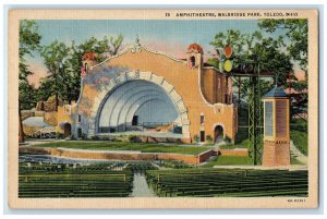 c1940 Amphitheatre Walbridge Park Stages Bench Toledo Ohio OH Unposted Postcard