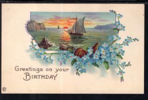 Birthday Greetings Sailboat Scene