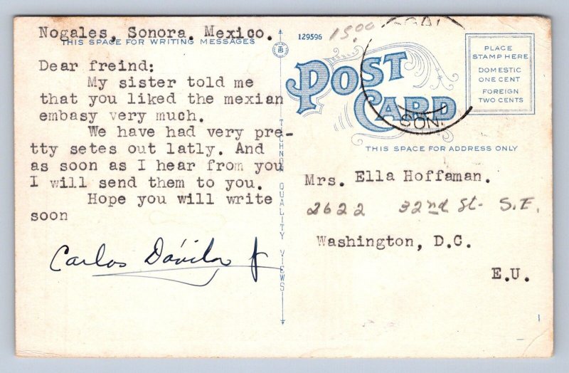 K5/ Interesting Postcard c1910 Juarez Mexico D.M. Distillery Alcohol Barrels 160