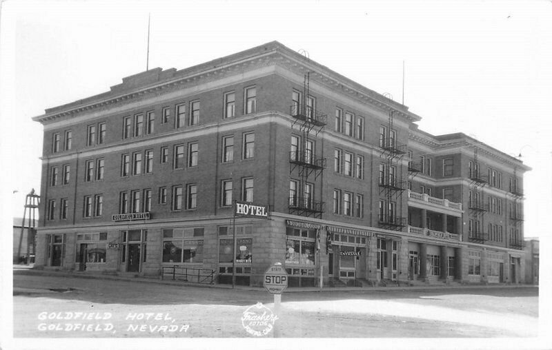 1930s Goldfield Nevada Hotel Street View Frasher Northern Casino RPPC Postcard