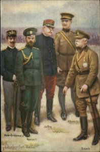 WWI Leaders Czar Nicolas II Joffre Albert I Emmanuel c1915 Postcard