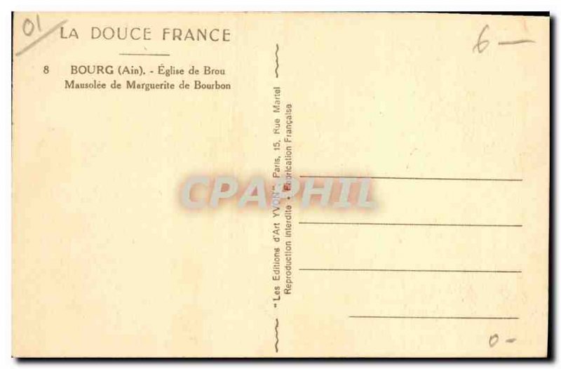 Postcard Old La Douce France Bourg Ain Brou Church Mausoleum of Margaret of B...