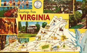 Vintage Postcard Greetings From Virginia Caves Buildings Maps Rock Formations