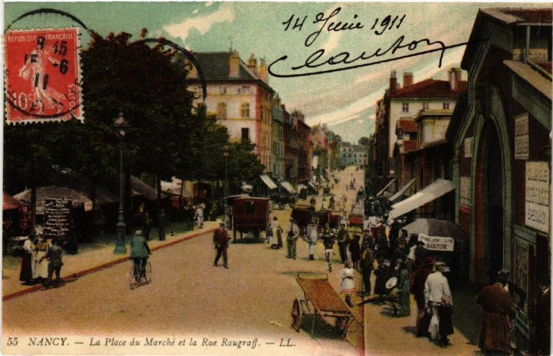 CPA NANCY - La Place du Marché et la Rue Raugraff (483999)