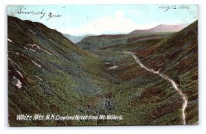 White Mts. N. H. Crawford Notch From Mt. Willard New Hampshire c1906 Postcard