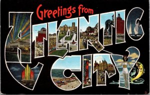 Greetings from Atlantic City NJ Postcard PC75