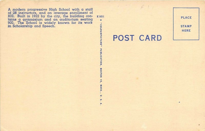 Ravenna Ohio 1950s Postcard Ravenna High School