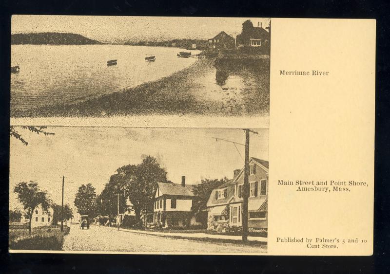 Amesbury, Massachusetts/MA/Mass Postcard,Main Street/Point Shore, Merrimac River