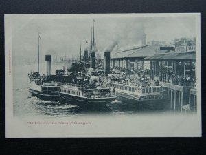 Glasgow Harbour STEAM FERRY & SHIPS Off Down The Water c1903 UB Postcard