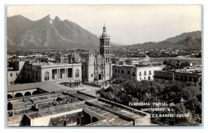 RPPC MONTERREY, N L, Mexico ~ Partial PANORAMA  c1930s E E Barrios Postcard