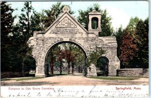 SPRINGFIELD, Massachusetts  MA   Entrance OAK GROVE CEMETERY 1906   Postcard