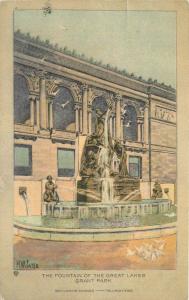 Arts Crafts CHICAGO ILLINOIS C-1910 Sater Fountain Great Lakes postcard 5059