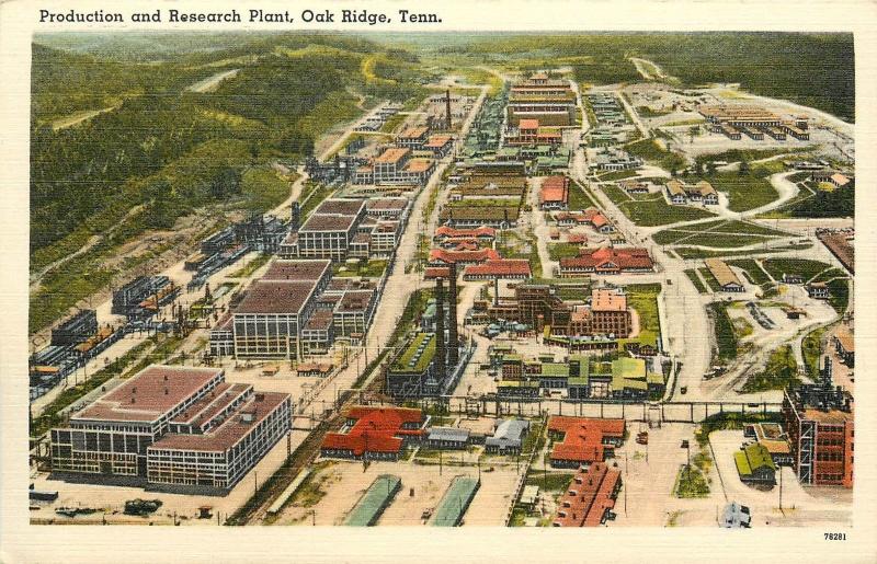 Linen Postcard Nuclear Atomic Production & Research Plant, Oak Ridge TN Unposted