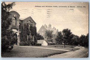 1929 Orono Maine Vintage Postcard Holmes Winslow Halls University School Posted