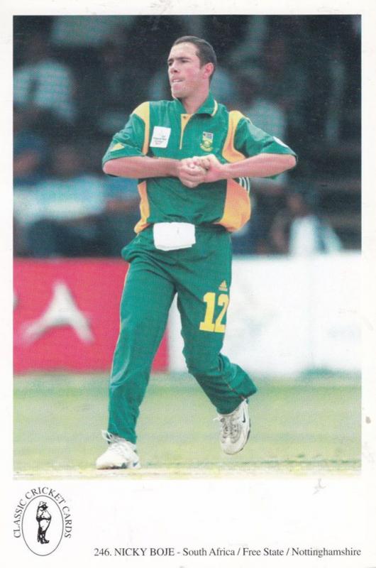 Nicky Boje Nottinghamshire South African Internatonal Cricketer Cricket Postcard