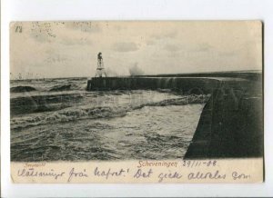 289508 NETHERLANDS Scheveningen LIGHTHOUSE Vintage 1908 year RPPC to Finland