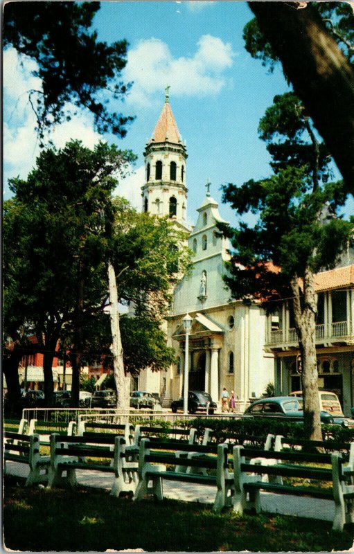 Vtg 1960 The Old Cathedral of St Augustine Florida FL Old Church Postcard