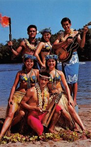 Lake Delton Wisconsin 1960s Postcard Hinano Tahitian Drum Dancers Water Ski Show