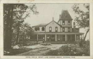 Early 1900's Sandy Lake Aaltje Tourist Hotel, Ravenna Ohio Vintage Postcard