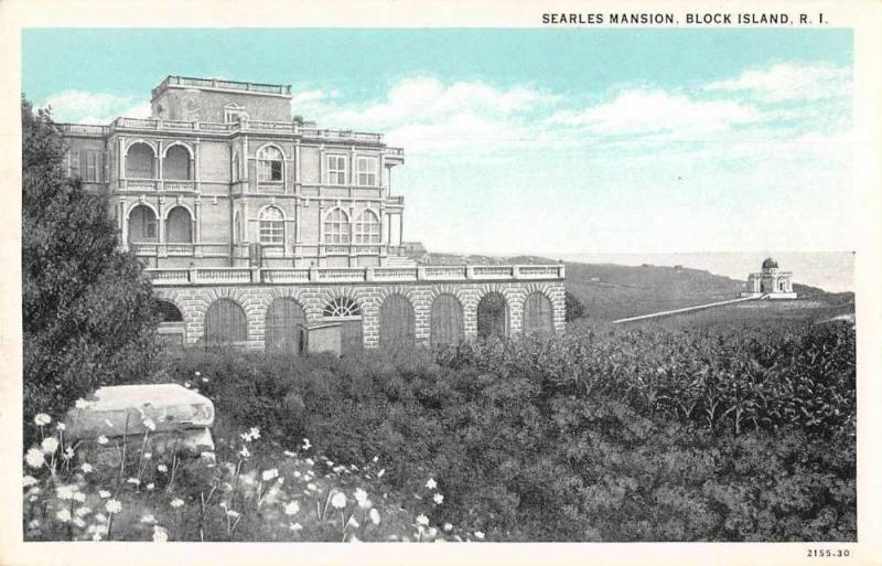 Block Island Rhode Island Searles Mansion Scenic View Vintage Postcard JD933868