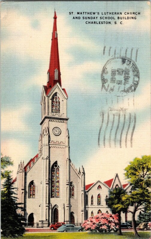 St. Matthew’s Lutheran Church Charleston South Carolina Gothic Vintage Postcard
