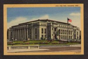 OH View of City Hall in COLUMBUS OHIO Postcard Linen PC