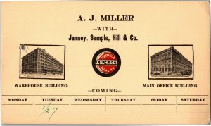 Advertising Janney Semple Hill & Co Appointment Card Vintage Postcard E12