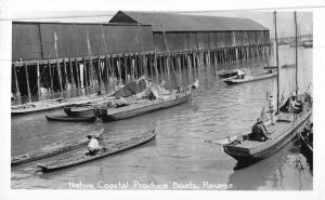 Panama Native Coastal Produce Boats Real Photo Antique Postcard K45235