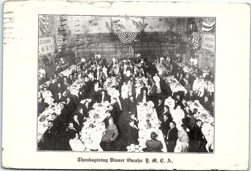 Postcard NE Omaha Y.M.C.A. Thanksgiving Dinner 1910 N108