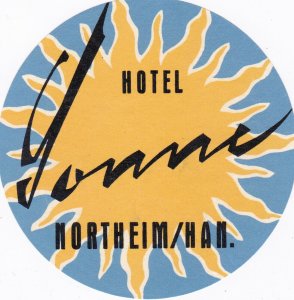 Germany Northeim Hotel Sonne Vintage Luggage Label sk2563